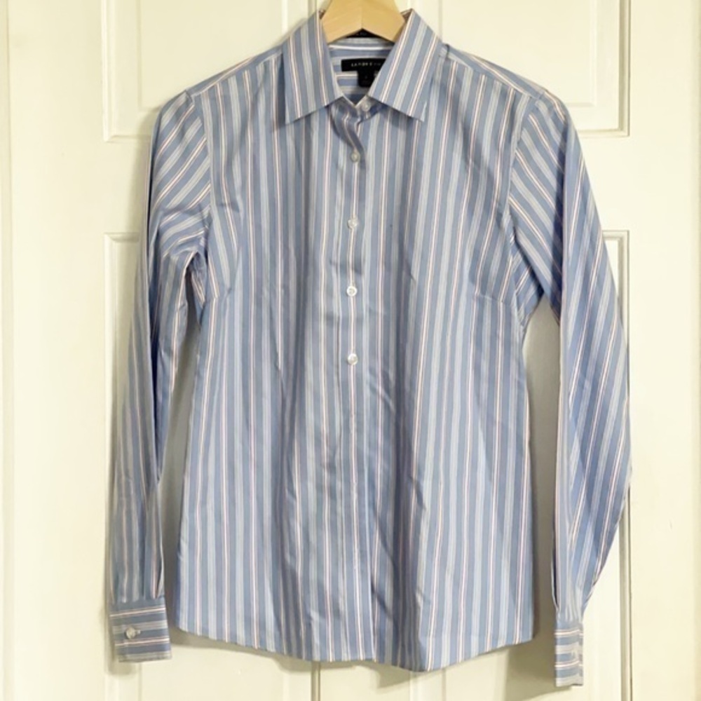 Land’s End No Iron Pinpoint Oxford Blouse Top
